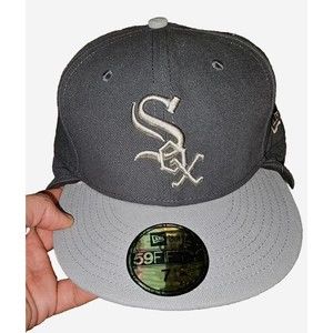 New Era 59 Fifty Chicago Whitesox Fitted Hat Grey Fleece Flip Down Cap Sz 7 1/2